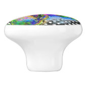 Eleganter abstrakter, blühender Polka-Punkt Keramikknauf (Seitenansicht)