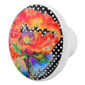 Eleganter abstrakter, blühender Polka-Punkt Keramikknauf (Rechts)