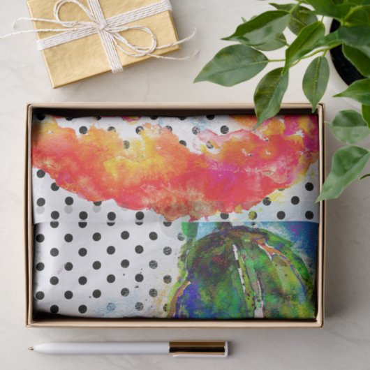 Eleganter abstrakter, blühender Polka-Punkt Seidenpapier (Geschenk)