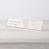 Eleganter Abstrakter Blush Wasserfarbe Foliage Schreibtischnamensplakette (Vorderseite )