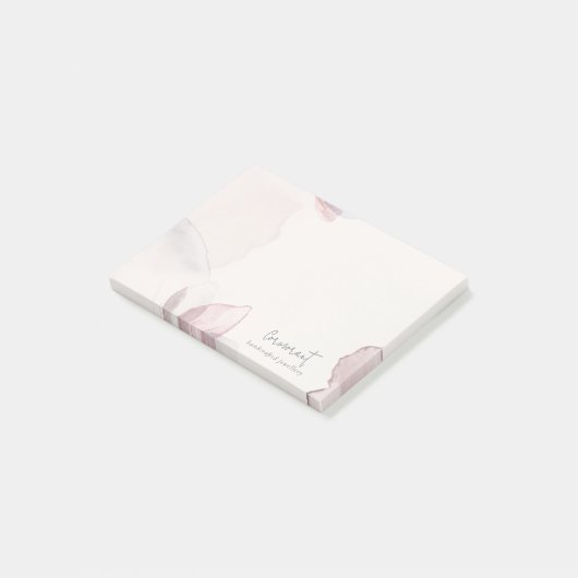 Eleganter Abstrakter Blush Wasserfarben Post-it Klebezettel (angewinkelt)