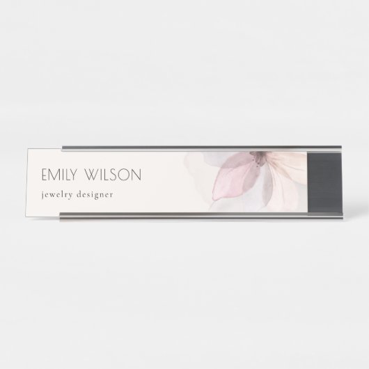 Eleganter Abstrakter Blush Wasserfarben Schreibtischnamensplakette (Vorderseite )