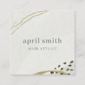 Eleganter Abstrakter Elfenbeinschwarz-Gold-QR-Code Quadratische Visitenkarte (Vorderseite)