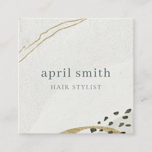 Eleganter Abstrakter Elfenbeinschwarz-Gold-QR-Code Quadratische Visitenkarte (Vorderseite)