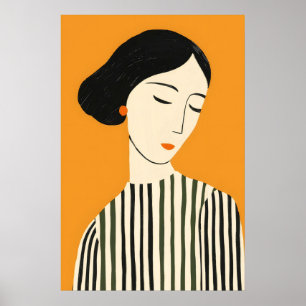 Eleganter abstrakter Gesichts-Kunstprint - Minimal Poster