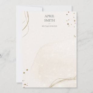 Eleganter abstrakter Glitter Elfenbein Gold Aquare Mitteilungskarte