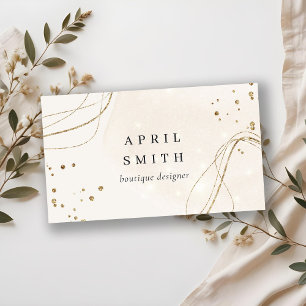 Eleganter Abstrakter Glitter Elfenbein Gold QR Cod Visitenkarte