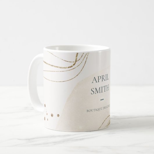 Eleganter Abstrakter Glitzer Ivory Gold Kaffeetasse (Vorderseite Links)