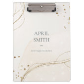 Eleganter Abstrakter Glitzer Ivory Gold Klemmbrett (Vorderseite)