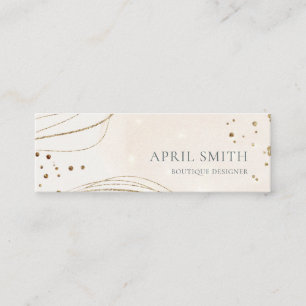 Eleganter Abstrakter Glitzer Ivory Gold Mini Visitenkarte