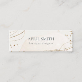 Eleganter Abstrakter Glitzer Ivory Gold Mini Visitenkarte