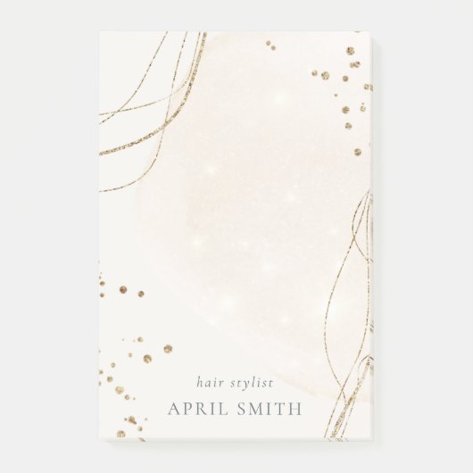 Eleganter Abstrakter Glitzer Ivory Gold Post-it Klebezettel (Vorderseite)