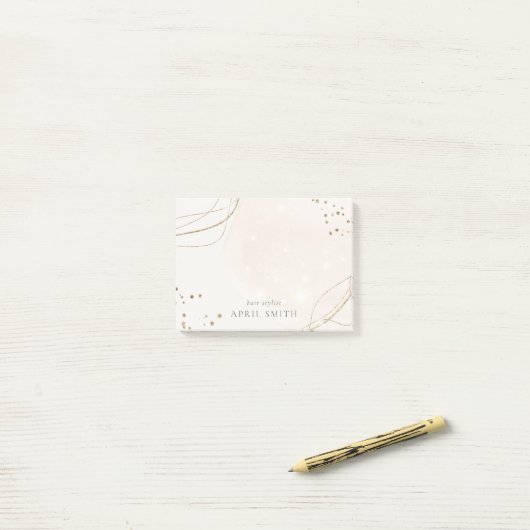 Eleganter Abstrakter Glitzer Ivory Gold Post-it Klebezettel (Auf Schreibtisch)