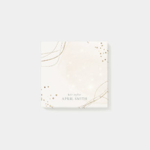 Eleganter Abstrakter Glitzer Ivory Gold Post-it Klebezettel