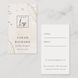 Eleganter Abstrakter Glitzer Ivory Gold-Preis-Logo Visitenkarte