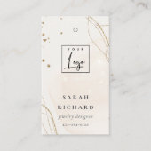 Eleganter Abstrakter Glitzer Ivory Gold-Preis-Logo Visitenkarte (Vorderseite)