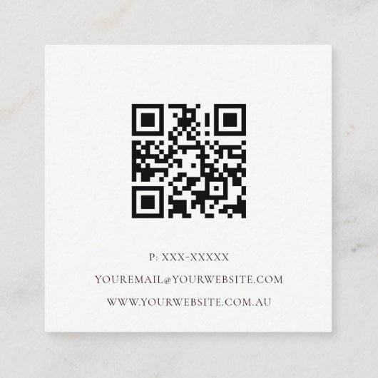 Eleganter Abstrakter Glitzer Ivory Gold QR Code Quadratische Visitenkarte (Rückseite)