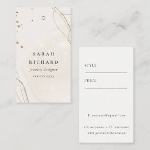 Eleganter Abstrakter Glitzer Ivory Goldpreis-Tag N Visitenkarte