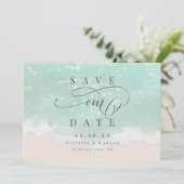 Eleganter abstrakter, glitzernder Strand Save The Date (Stehend Vorderseite)