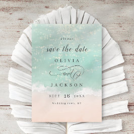 Eleganter abstrakter, glitzernder Strand Save The Date