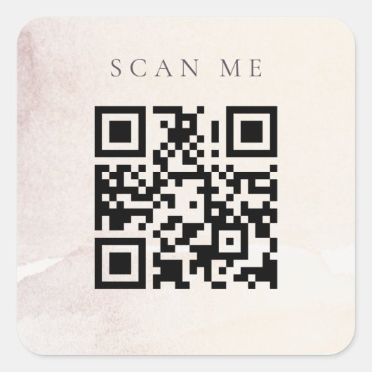 Eleganter Abstrakter Gold-Lila-Wasserfarben-QR-Cod Quadratischer Aufkleber (Vorderseite)
