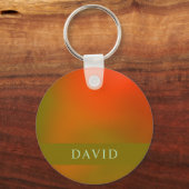 Eleganter Abstrakter, grüner und orangefarbener Sc Schlüsselanhänger (Rückseite)