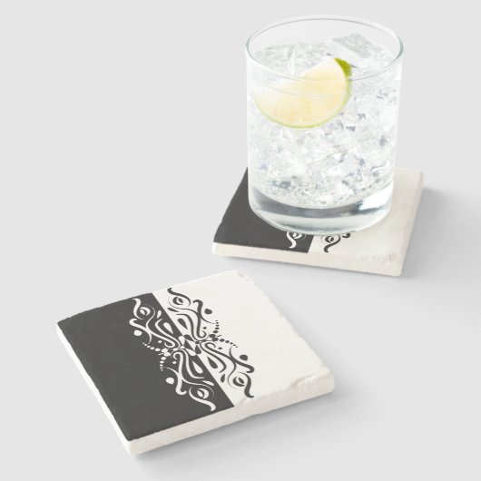 Eleganter Abstrakter Harlequin-Stil Steinuntersetzer (Seitenansicht)