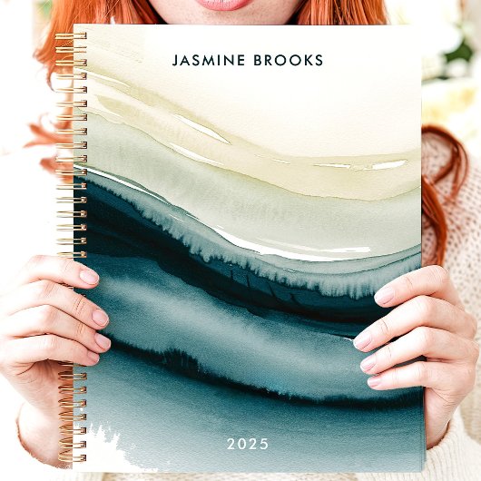 Eleganter Abstrakter Individuelle Name Wasserfarbe Planer