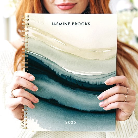 Eleganter Abstrakter Individuelle Name Wasserfarbe Planer