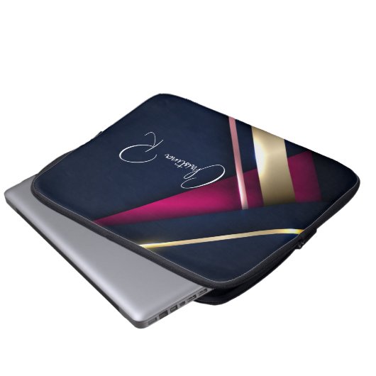 Eleganter Abstrakter Name Laptopschutzhülle (Vorne Knopf)