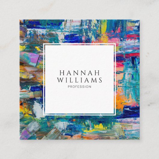 Eleganter Abstrakter QR-Code Quadratische Visitenkarte (Vorderseite)