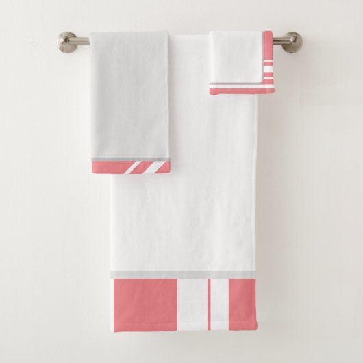 Eleganter Abstrakter Rahmen Rosa 2 Hintergrund Badhandtuch Set (Insitu)