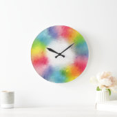 Eleganter Abstrakter Regenbogen mit Blank Große Wanduhr (Zuhause)