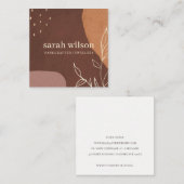 Eleganter Abstrakter Rostbraune Orangenblätterung Quadratische Visitenkarte (Vorne/Hinten)