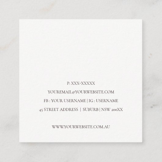 Eleganter Abstrakter Rostbraune Orangenblätterung Quadratische Visitenkarte (Rückseite)