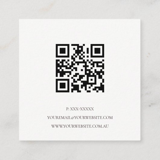 Eleganter Abstrakter Rostornblättercode QR Quadratische Visitenkarte (Rückseite)
