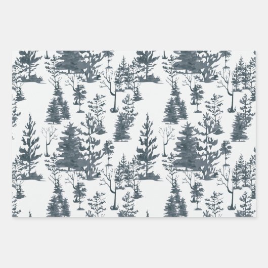 Eleganter Abstrakter Schwarz-Weiß-Baumbestand Geschenkpapier Set (Vorderseite)