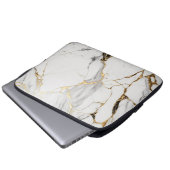 Eleganter abstrakter, schwarz-weißer Marmorstein Laptopschutzhülle (Vorne Knopf)