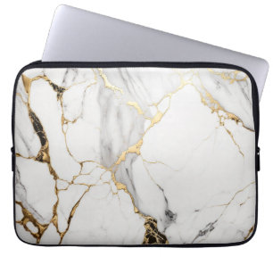Eleganter abstrakter, schwarz-weißer Marmorstein Laptopschutzhülle