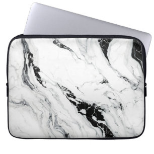 Eleganter abstrakter, schwarz-weißer Marmorstein Laptopschutzhülle
