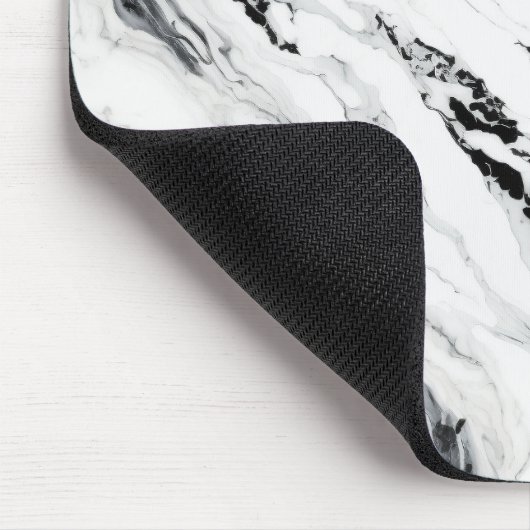 Eleganter abstrakter, schwarz-weißer Marmorstein Mousepad (Ecke)
