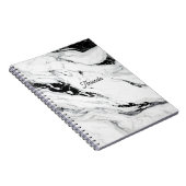 Eleganter abstrakter, schwarz-weißer Marmorstein Notizblock (Rechte Seite)