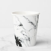 Eleganter abstrakter, schwarz-weißer Marmorstein Pappbecher (Rückseite)