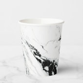 Eleganter abstrakter, schwarz-weißer Marmorstein Pappbecher (Links)