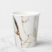 Eleganter abstrakter, schwarz-weißer Marmorstein Pappbecher (Vorderseite)