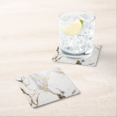 Eleganter abstrakter, schwarz-weißer Marmorstein Rechteckiger Pappuntersetzer (Vor Ort)