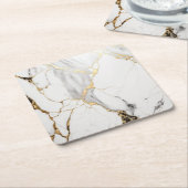 Eleganter abstrakter, schwarz-weißer Marmorstein Rechteckiger Pappuntersetzer (angewinkelt)