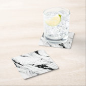 Eleganter abstrakter, schwarz-weißer Marmorstein Rechteckiger Pappuntersetzer (Vor Ort)