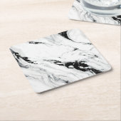 Eleganter abstrakter, schwarz-weißer Marmorstein Rechteckiger Pappuntersetzer (angewinkelt)