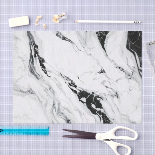 Eleganter abstrakter, schwarz-weißer Marmorstein Seidenpapier (Handwerk)